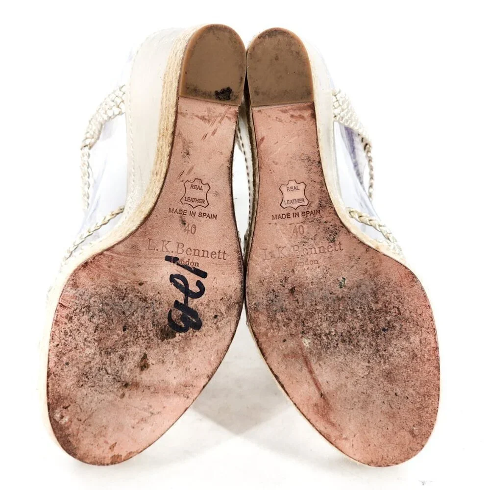 LK BENNETT Gold Leather Braided‎ Woven Espadrille Platform Wedge Heel